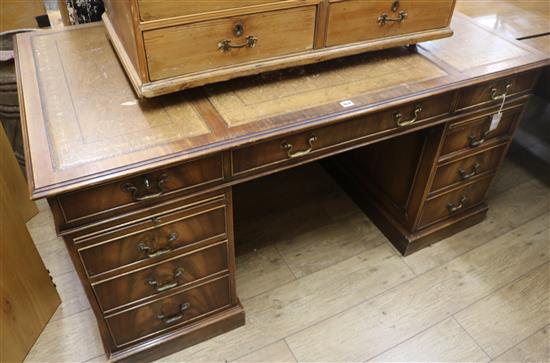 A mahogany pedestal desk, W.157cm